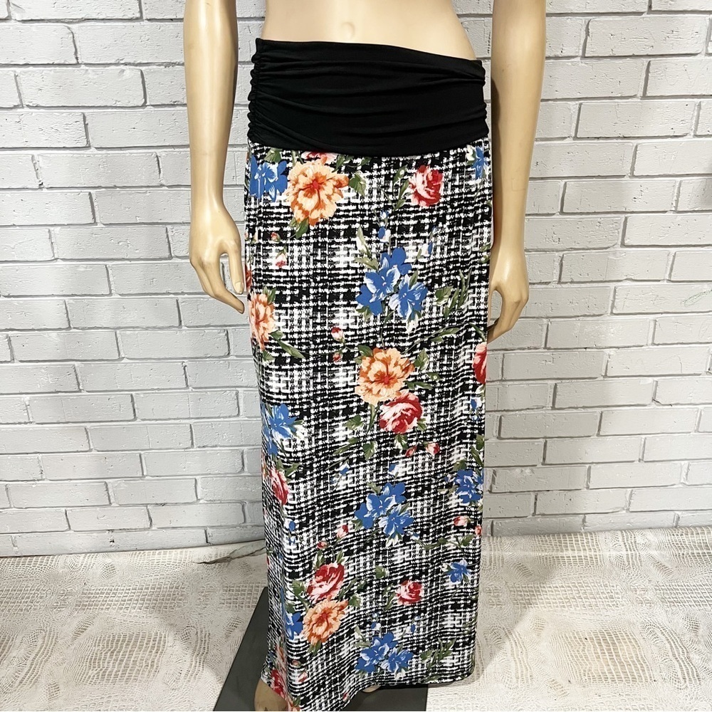 APT 9 Women’s Polyester/Spandex‎ Black Ruched Waistband Longer Pull On Skirt